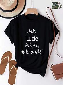 Lucie Pure Czech Women's T-Shirt - Fun And Comfortable - Hitam - View 1