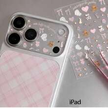 Película para lente de Apple 17 Pro/ProMax + Pegatina, pegatina decorativa transparente DIY, pegatina de osito de peluche aplicable a protector diario, oficina, hogar, protector de lente, cubierta de cámara de teléfono a prueba de agua, a prueba de golpes, resistente a caídas y arañazos - Rosa Pálido - Ver 12