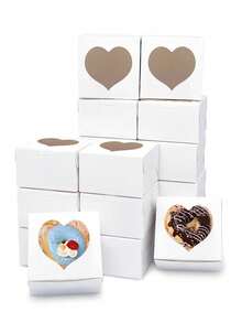 12pcs/24pcs Heart Window Bread Box Red Cookie Box Small Snack Box Pastry Box Suitable For Chocolate Strawberry Macaron Cupcake Candy Donut - View 1