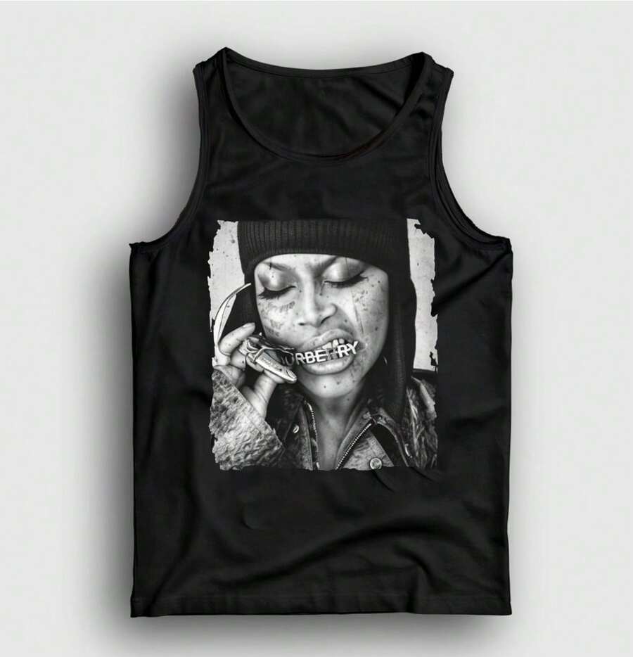 Erykah Badu Retro Black Print Tank Top, Casual Summer Sleeveless Top - 黑色3 - 查看 1