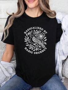 Diseño Sencillo<Camiseta de Protesta por Justicia Social Radical Inspirada en la Etiqueta Básica>-Ropa para activistas con declaraciones impactantes y lemas morales blancos, camiseta unisex de corte regular y transpirable, una opción ideal para progresistas, un regalo perfecto para activistas y aliados. Elegante y Práctica para el Verano. - Negro - Ver 1