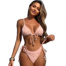 En stock: Traje de baño de dos piezas para mujer, estilo bikini, con cuello halter y lazo, sexy y a la moda, modelo 2026. - 9277 Bikini negro - Ver 6