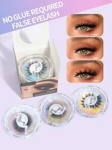 MAANGE 3 Pairs Self-Adhesive Mixed Style Delicate Cartoon False Eyelashes, Suitable For Daily Use And Travel - Multicolor - View 9