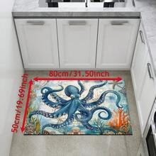 1 件章鱼图案印花硅胶地毯，易于清洁，3D 打印长方形，适用于玄关、客厅、厨房、卧室、走廊、浴室、洗衣房 - 涤纶地毯，适合室内外家居装饰 - 彩色 - 查看 14