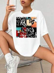 Diseño gráfico de impresión, Mo-use de micrófono de arte pop vintage con sombrero y cámara, Naranja turquesa rojo y blanco en negrita, Ilustración retro de alto contraste para pared Ar.jpgRegalos personalizados: Camisetas para mujer con estilos que van desde lo moderno, hippie, casual y minimalista. Ropa masculina personalizada única, armarios cápsula y prendas básicas/urbanas para hombre. Regalos ideales para novios, familiares y amigos, adecuados para cumpleaños, vacaciones, colegio/competiciones, deportes/escalada y más, así como para la moda de otoño y eventos urbanos. Blanco verano. - Blanco - Ver 2