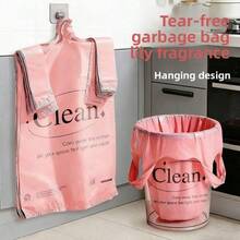 Pink Printed Drawstring Trash Bags, Thick Large For Home, Kitchen & Office - Áo vest chữ màu hồng - Xem 1