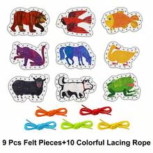 9 Pcs Bear Felt Lacing Cards, Colorful Threading Activity Board, Fine Motor Skills Practice Props, Hand Eye Coordination Training Game, Interactive Learning Supplies, Back To School - 彩色 - 查看 13