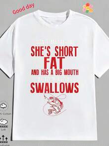 Camiseta Vintage Divertida de Pesca - Ella es Baja y Tiene una Boca Grande Siempre y Cuando Come, Regalo Divertido para Papá y Entusiastas de la Pesca, Perfecta para Regalos Familiares, Viajes de Pesca y Regalos del Día del Padre, Camiseta 100% Suave y Cómoda. - Blanco - Ver 7