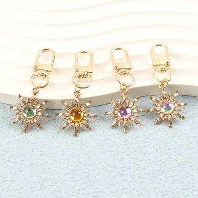 1pc/4pcs Unisex Minimalist Sun Keychain Vintage StyleSuitable As Student Couple Or Friend Gift BackpackAccessory Keychain Accessories Gold Keychain BagCharm Purse Charm Keyring Gothic