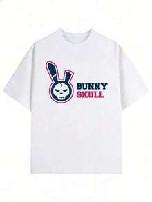 Camiseta informal de mujer con estampado, camisetas gráficas de algodón talla grande, cuello redondo de dibujos animados, manga corta, camiseta casual blanca para hombre con estampado de calavera de conejo, perfecta para verano y primavera. Esta cómoda y elegante camiseta está diseñada para usarse durante todo el año, con un estampado veraniego único, lo que la convierte en un regalo ideal para el Día del Padre. ,Y2K,Oversized Shirt Men,With Shirt,Summer Tops,Shirt Suitable,Camisetas para hombre, camisetas para niños, camisetas con estampado de gatos y perros, camisetas para uso diario, camisetas de apoyo a la Copa del Mundo, camisetas de la Copa del Mundo 2026, camisetas estampadas, ropa de Pascua, - Blanco - Ver 7
