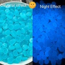 200颗夜光鹅卵石，适用于花园小径、桌面装饰、盆栽植物、水族箱造景、节日氛围装饰。尺寸1.0厘米，白天吸收光线，夜晚发光，可随意放置，树脂材质。 - A - 查看 16