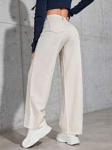 Jeans de mezclilla casuales y diarios de color liso para mujeres - Albaricoque - Ver 3