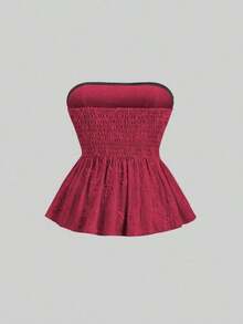 Top tubo con fruncido bordado para mujer, estilo Y2K - Burdeos - Ver 2