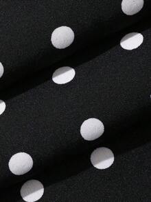 de pierna ancha con estampado de lunares y cintura elástica para mujer - Negro 2 - Ver 9