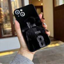 A Football Player Wearing A Black Jersey With The Numbers 'PEDRI' And '8' Designed A Full Protection Phone Case Suitable For IPhone 11 To 16 Pro Max Series, Perfect As A Birthday, Christmas, Or Valentine's Day Gift For Couples. - 1PC - 查看 6