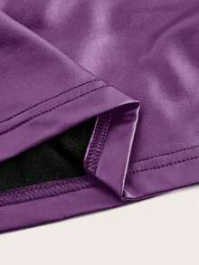 Top sin tirantes negro de punto para mujer, top liso negro casual con pliegues y ajustado para mujer, uso diario casual de primavera/verano - Morado - Ver 3