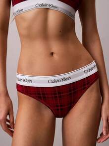 Calvin Klein Icon Cotton Modal Bikini QF8520  Thongs For Women Underwear - Dunn Plaid / Scooter - 查看 5