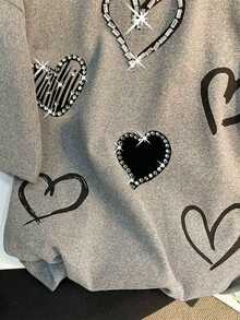 de cuello redondo con estampado de corazón y rhinestones, de moda para el verano - Multicolor 3 - Ver 3
