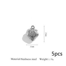 5 mặt dây chuyền hỗn hợp bằng thép không gỉ 304 mạ vàng 18K, hình trái tim/hoa/lá, dùng để tự làm trang sức. - mặt dây chuyền - Xem 12