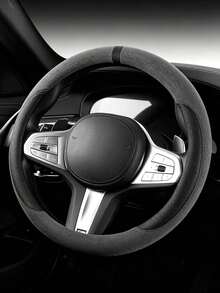 Funda universal para volante de coche de ante, antideslizante, transpirable, resistente al desgaste y absorbente del sudor, adecuada para todas las estaciones y la mayoría de los modelos de vehículos - A - Ver 3