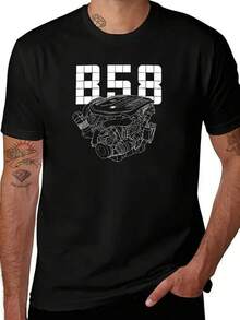 Camiseta unisex de manga corta, Camiseta B58 Engine, Camisetas para hombre, Camisetas de algodón para hombre, Camiseta con estampado, Camisetas para hombre, spiderman, ,  mujer, romwe men, boho chic, regalos para maestros, camiseta para mujer, ropa curvy para hombre, y2k - Negro - Ver 1