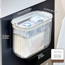 壁掛け式大容量ティッシュボックス、防塵カバー付き、両開き扉デザイン、生理用ナプキン、下着、タオル、トイレットペーパーなどを収納可能、多目的トイレ・浴室・キッチン収納ボックス、高耐荷重、穴あけ不要で設置可能。 - クリームホワイト ティッシュボックス - チェックする 11