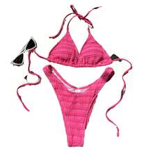 Nuevo bikini de dos piezas con tirantes ajustables, dulce y sexy. - Rosa Fucsia - Ver 5