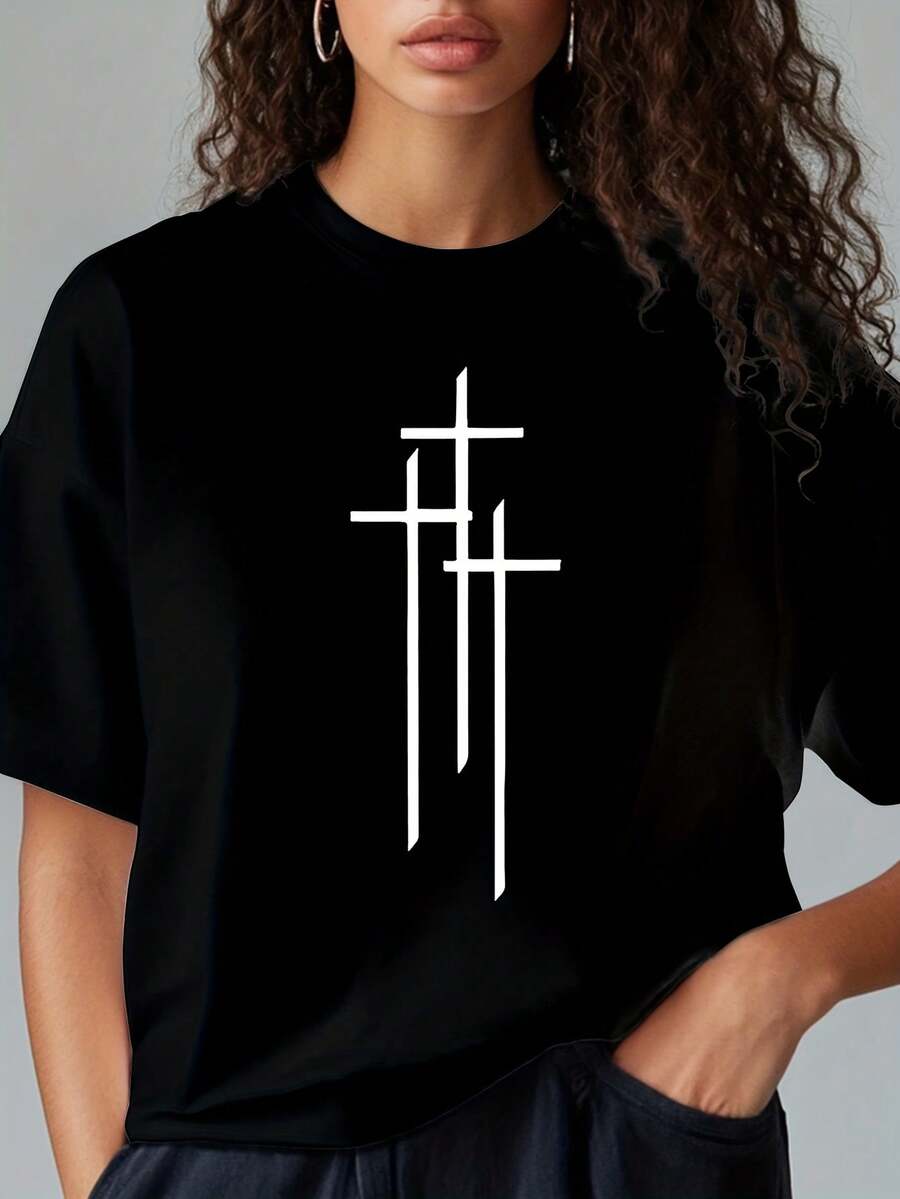 Camiseta holgada disponible en varios colores - Estampado de poesía inspiradora - Material de algodón puro de primera calidad - Adecuada para coros y servicios religiosos, reuniones de gospel, campamentos de verano, Pascua, Pentecostés - Hecho en EE. UU. - Negro - Ver 1