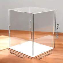 1pc Transparent Acrylic Display Case - Showcase Cabinet, White Base, Multiple Size Options, Dustproof Desktop Organizer Stand - Contemporary Style, Action Figure Plastic Material, Car Model, Collectibles, For Room, Store And Office Desk Storage - White Display Box - View 35