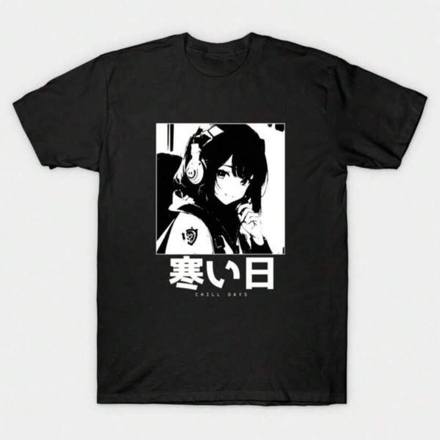 Camiseta Lofi Manga, Ropa Casual Transpirable para Primavera y Verano, Adecuada para Eventos y Uso Diario, Camisetas Unisex [Todas las Tallas Disponibles]blusas para mujer playeras de mujer vestidos casuales para mujer y2k playeras deportivas para mujer verano camisetas ropa de mujer Fashion Perfect For Daily - Negro - Ver 1