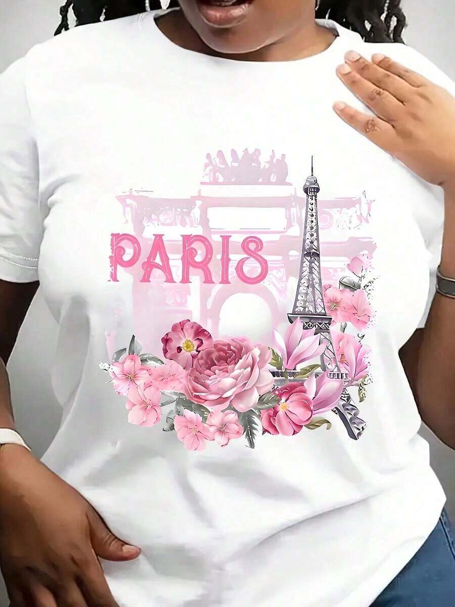 Camiseta de Talla Grande para Mujer con Estampados Modernos y Divertidos, Cuello Redondo Casual y Manga Corta, Adecuada para Uso Diario al Aire Libre, Camiseta de Verano de Estilo Casual para Regalos de Cumpleaños - Blanco - Ver 1
