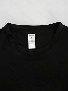 100% Cotton Men's Slim Fit Black T-Shirt With "DONO GUCCIO" Logo - Breathable Summer Casual T-Shirt, Regular Fit, Crew Neck, Lightweight Fabric For Gym, Workout And Weekend Wear, Activewear, Sporty Style, Comfortable Fit - 黑色 - 查看 3