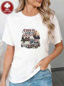 Bonita camiseta blanca con diseño "This is God's Country", temática patriótica y estilo vintage ideal para looks casuales. - Blanco - Ver 7