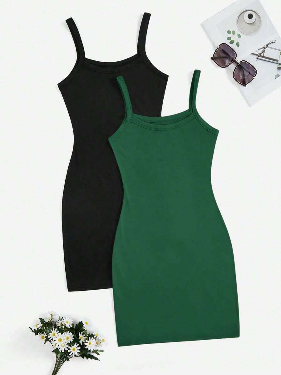 vestidos ajustado de unicolor casuales sin hombros para mujer, aptos para ir al trabajo, exterior, compras - Verde Oscuro - Ver 1