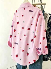 Blusa de mujer, estampado de rayas de limón, diseño fresco y ligero, camisa estilo Ins, blusas de mujer sueltas de manga larga casual de doble uso, regalo para la mejor amiga y la novia, camisa de regalo divertida, nueva blusa de mujer de otoño e i - Multicolor 3 - Ver 2