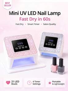 LIMEGIRL USB UV LED Nail Lamp For Gel Nails, Sparkling Rhinestone Mini Nail Dryer With Large Display Screen, 4 Timing Settings And Auto Sensor, Fast Drying Portable Nail Lamp, Gift For Women And Girls, Home & Salon Use - Multicolor - View 2