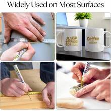 Gold Paint Pens Permanent Markers 2 Pack, Oil Based White Paint Markers, Medium Tip, Tire, Metal, Plastic, Rock Painting, Wood - Vàng - Xem 5