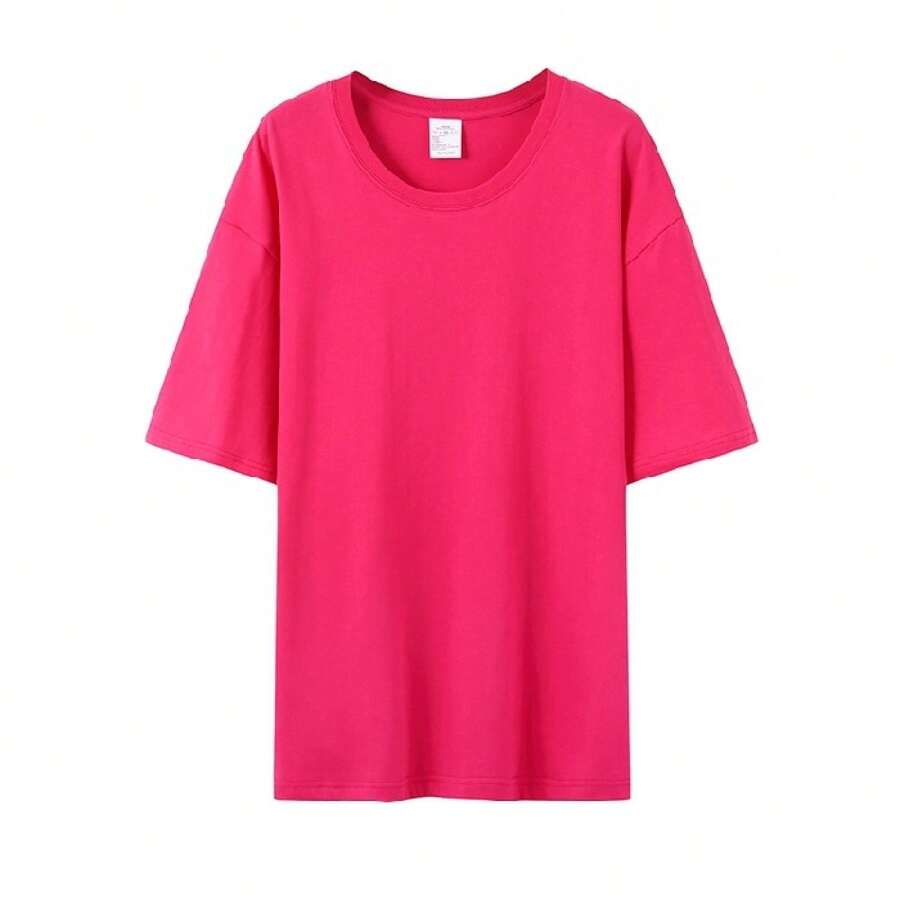 Women's Casual Printed T-Shirt, Short Sleeves, Round Neck, Spring/Summer Urban Fashion Unisex T-Shirt. WHZ8 - 火龍果紅 - 查看 1
