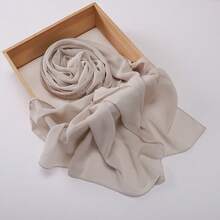 1pc New Fashion Solid Color Pearl Decorated Chiffon Muslim Hijab Scarf - Multicolor - View 10