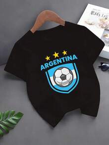 2026 Football-Themed Printed Shirt With The National Flag. The Design Features A Combination Of National Flag Colors And Football Motifs. It's Casual, Breathable, And Comfortable. Machine Or Hand Washable. Suitable For Children And Teenagers. Great For Gifting. Women's T-Shirt. Stylish. Bohemian Style. Soft, Breathable, And Comfortable Garment, Perfect For Spring, Summer, And Fall; Ideal For Vacations, Travel, And Everyday Wear. Perfect For Watching A Game. - 黑色 - 查看 7
