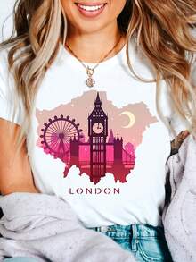 1 camiseta estampada con el Big Ben de Londres, 180g 100% algodón - Blanco - Ver 12