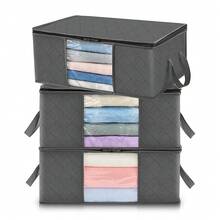 Bolsa de Almacenamiento de Ropa Plegable de 1/3/6 Piezas, Bolsa de Almacenamiento de Mantas de Gran Capacidad, Contenedores de Almacenamiento para Organizar la Ropa del Dormitorio en el Hogar - 3 unidades de 35 litros - Ver 12