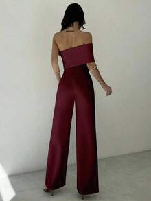 Mono modesto todo blanco para mujer, estilo "old money" casual de negocios para salir, diseño elegante con giro 3D sin mangas y espalda descubierta, adecuado para primavera, verano, otoño, invierno, festivales de música, vuelta al cole, vacaciones, ir al trabajo, aeropuerto - Granada - Ver 2