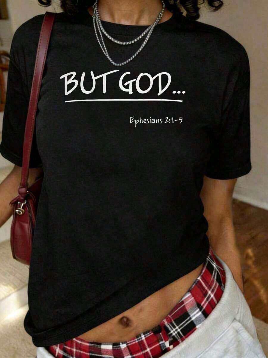 Hombres & Mujeres Suave Rápido Seco T Camisa PERO DIOS Efezieños 129 Biblérico Escribiría Tee Sudor Absorbente Cristiano Ropa Para Gimnasio Iglesia Informal Vestimenta Imprimir Camiseta Corto Manga Tripulación Cuello Informal Superior Para Verano & Primavera Mujeres Ropa2026nueva Estilo Vacaciones Conjuntos de ropa Mujeres Verano Ropa Concierto Conjunto de ropa Mujeres País Concierto Conjunto-Vintage Calle Estilo Unisexo Suelto Algodón Corto Manga Tripulación Cuello Camiseta 100% algodón puro - Negro - Ver 1