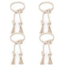 4pcs Beige Woven Tie Backs, Modern Minimalist Style Window Curtain Decorative Tiebacks - 4pcs - View 10