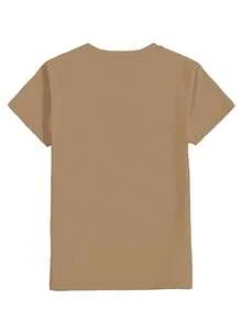 Camiseta Americana Versátil de Manga Corta, con Estampado de Dientes de Dibujos Animados y Cepillo de Dientes y Espejo, Pasta de Dientes y Taza de Café al Lado, Cuello Redondo, Estilo Nuevo de Verano 2026 para Mujer - Caqui - Ver 2