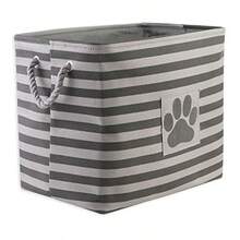 DII Bone Dry Pet Toy and Accessory Storage Basket for Home Décor and Everyday Use Rectangle - Gris rayado - Ver 2