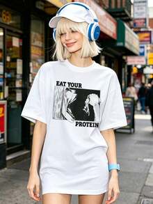 Camiseta de manga corta con cuello redondo suave y casual de verano para mujer, tops para salir, algodón, vintage, estilo callejero europeo y americano, casual deportivo, estilo unisex, estilo casual urbano, tops bonitos, Gen Z, curvy, ropa Y2K, camisetas divertidas, tops para damas, conjuntos de vacaciones para mujer, top lindo, camiseta gráfica, conjuntos de primavera, camisetas holgadas, ropa de calle retro, estilo de los 90, estilo de los 2000, subcultura, top negro, tops blancos, atuendo de fiesta de los 90. Negro - Blanco - Ver 3