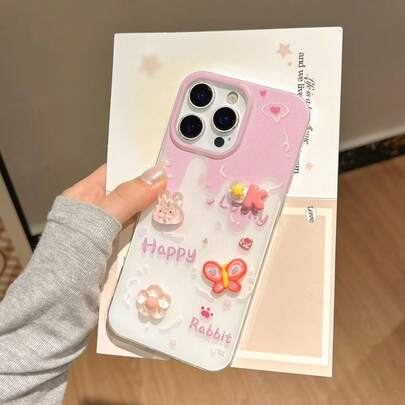 SANRIO 手工奶油冰淇淋、兔子、蝴蝶、花朵、卡通涂鸦Hello Kitty、3D蝴蝶结水钻、3D KT猫可爱双层保护手机壳，适用于 16/17/15 Pro Max/14 Pro Max/13 Pro/16e/13 Pro Max/12 Pro Max/11/12/13/11 Pro/11 PM，节日最佳礼物，适合送给爱人、家人和朋友