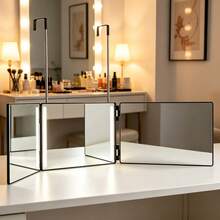 BANBERS Three-Sided Grooming Mirror, 360-Degree Tri-Fold Design With Height-Adjustable Telescopic Hook, Dual Fixed Pins For Height Adjustment, Triple-Purpose Mirror For Shaving And Makeup Application, Home DIY Grooming Tool - 1pc - With LED Lights - View 3